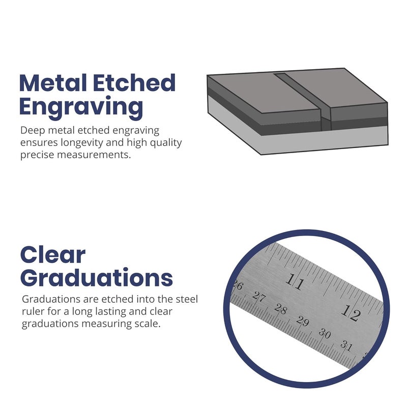 Pacific Arc Stainless Steel Ruler Inch and Metric, with 32nd and 64th Graduations, 6 Inches - Image 4